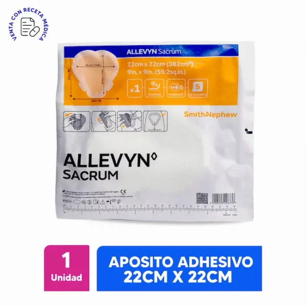 Apósito hidrocelular adhesivo Allevyn Adhesive 22cm x 22cm para cicatrización de heridas en Lima y Perú