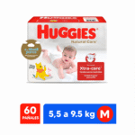 HUGGIES NATURAL CARE PAÑAL TALLA M PAQUETE X 60 UNID