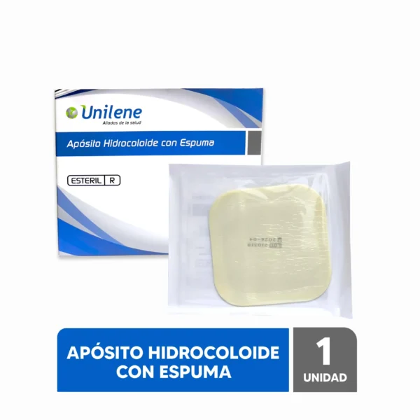 Apósito hidrocoloide con espuma 10x10 Unilene para cicatrización y absorción de heridas exudativas en Lima y Perú