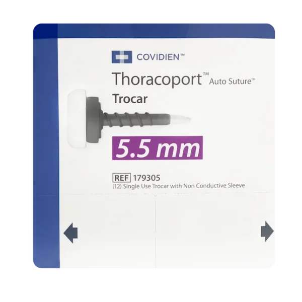 Thoracoport trocar torácico COVIDIEN 5.5mm cánula acero inoxidable válvula